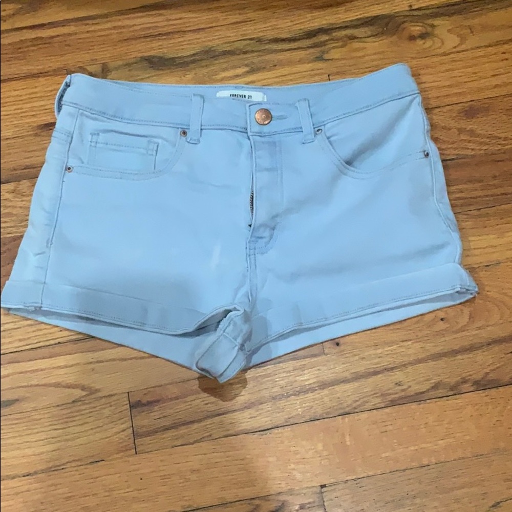 Light blue high waisted jean shorts
